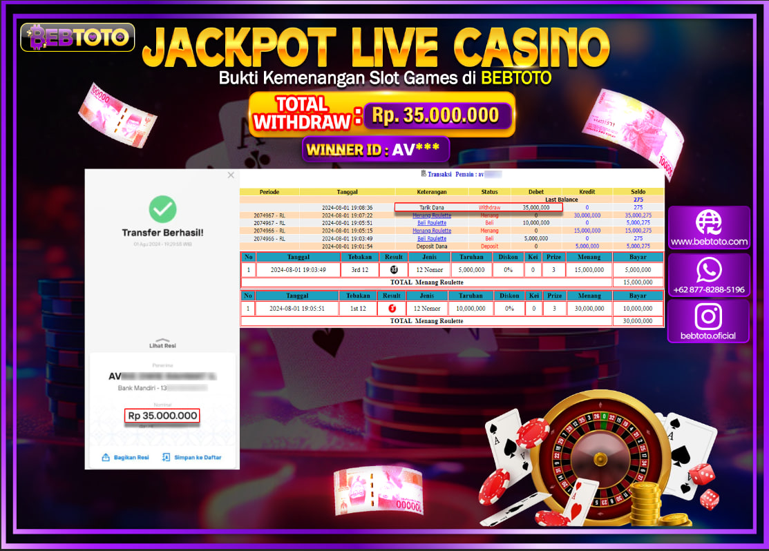 BEBTOTO Jackpot Live Casino Roulette