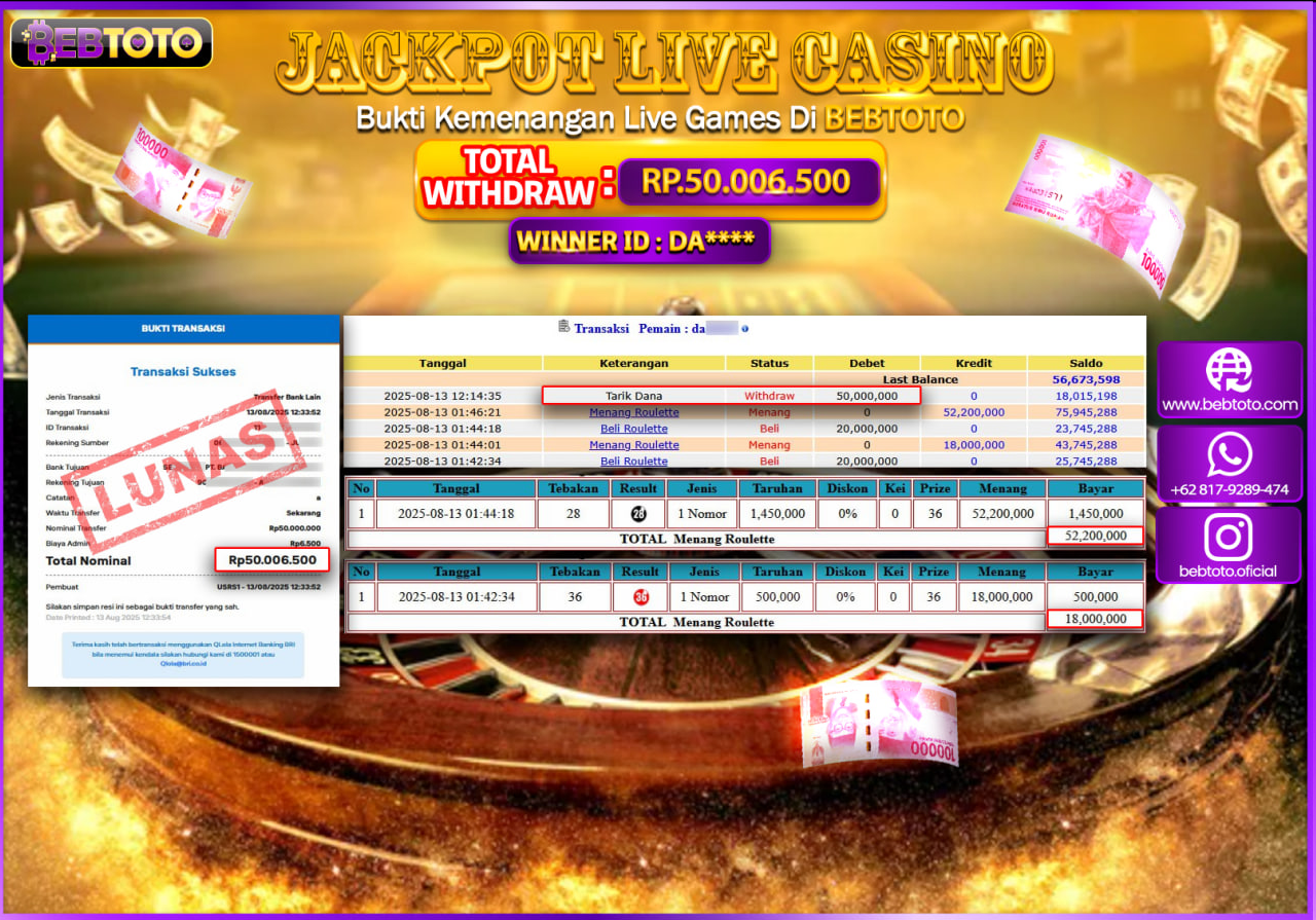 Bebtoto Jackpot Live Games Roulette