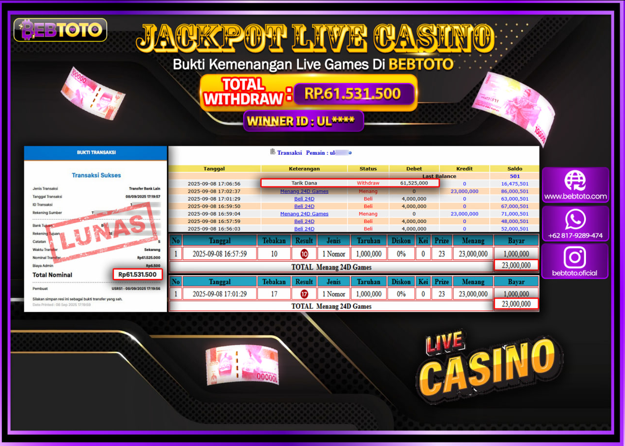 BEBTOTO Jackpot Live Games 24D
