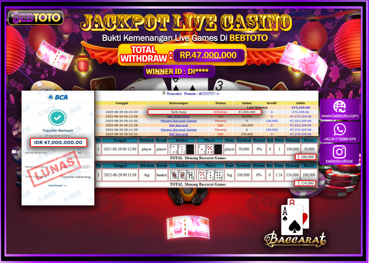 BEBTOTO Jackpot Live Games Baccarat