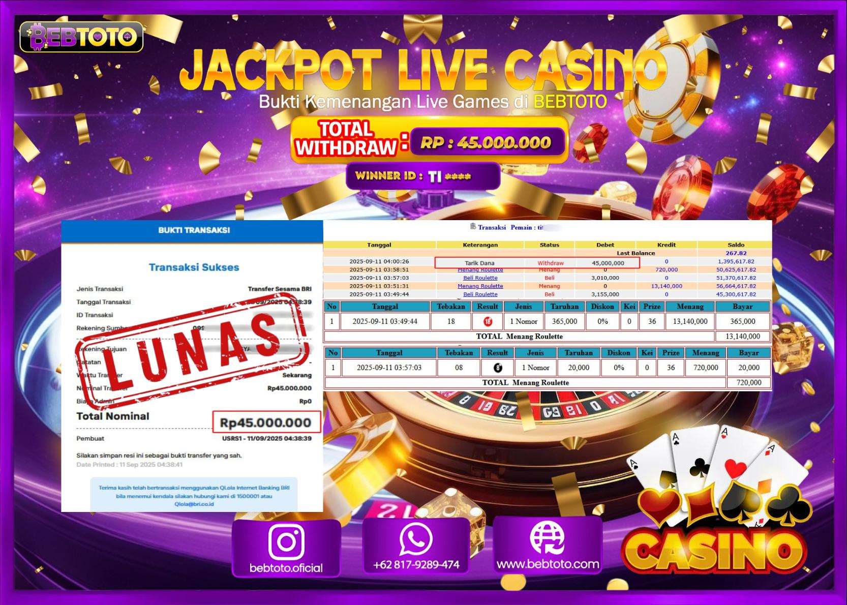 BEBTOTO Jackpot Live Games Roulette