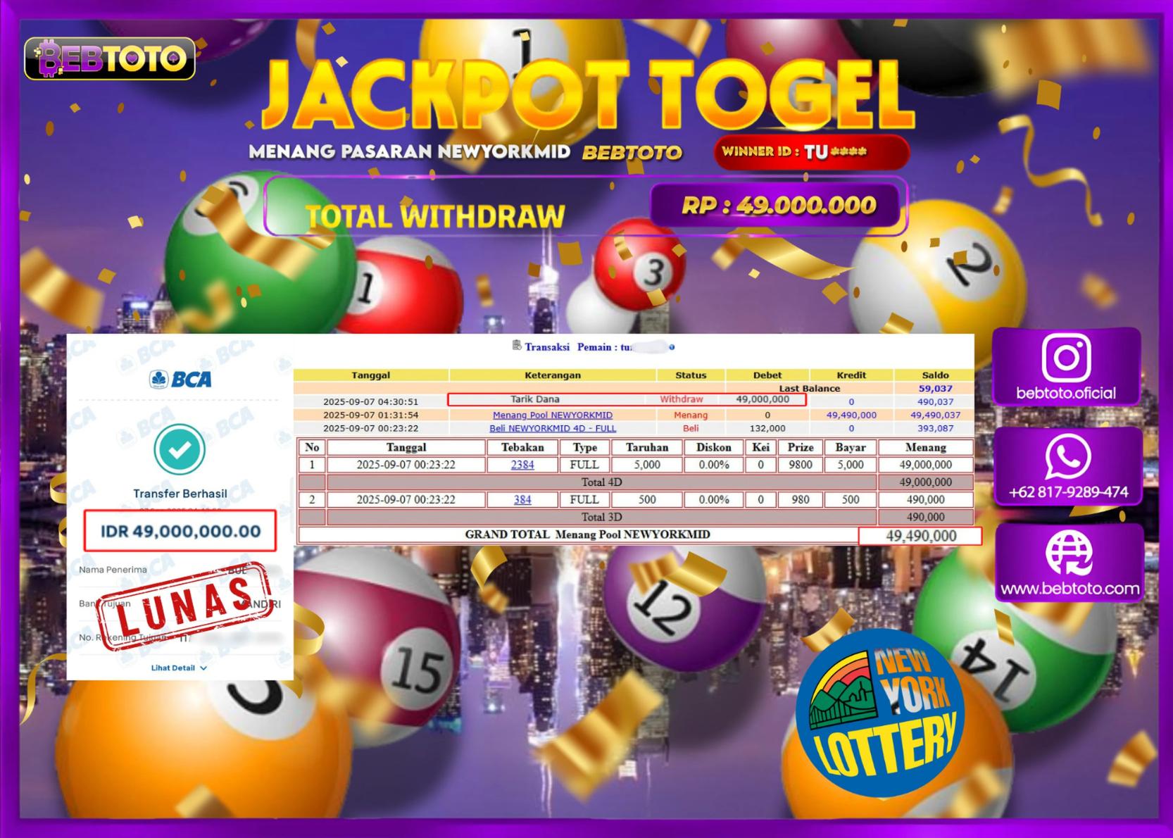 BEBTOTO Jackpot Togel NewYorkMid
