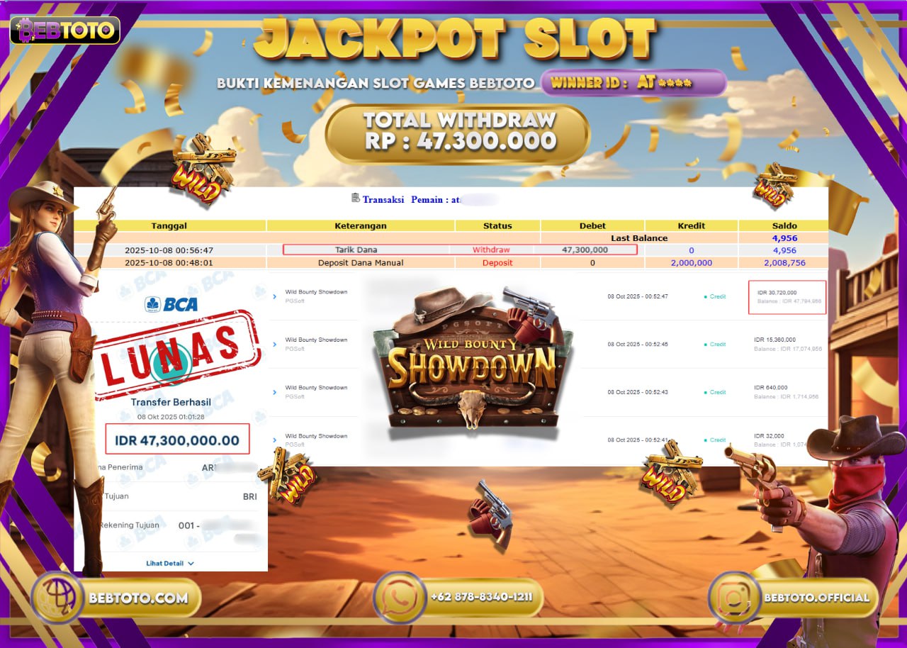 BEBTOTO Jackpot Wild Bounty Showdown Rp.47.300.000 Dibayar Lunas! 